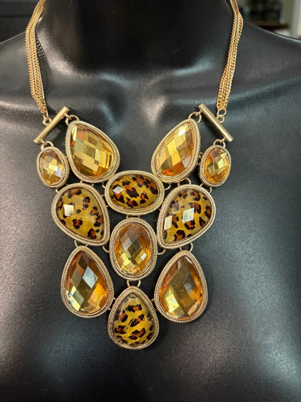 Leopard Print Necklace & Earring Set